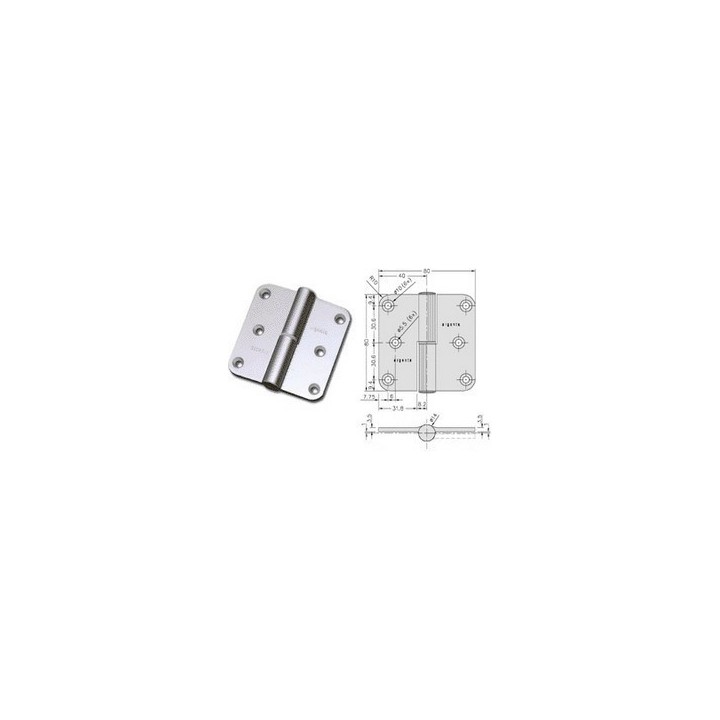 PAUMELLE DROITE ALU 80X80 - RF 30 MIN - ARGENTA